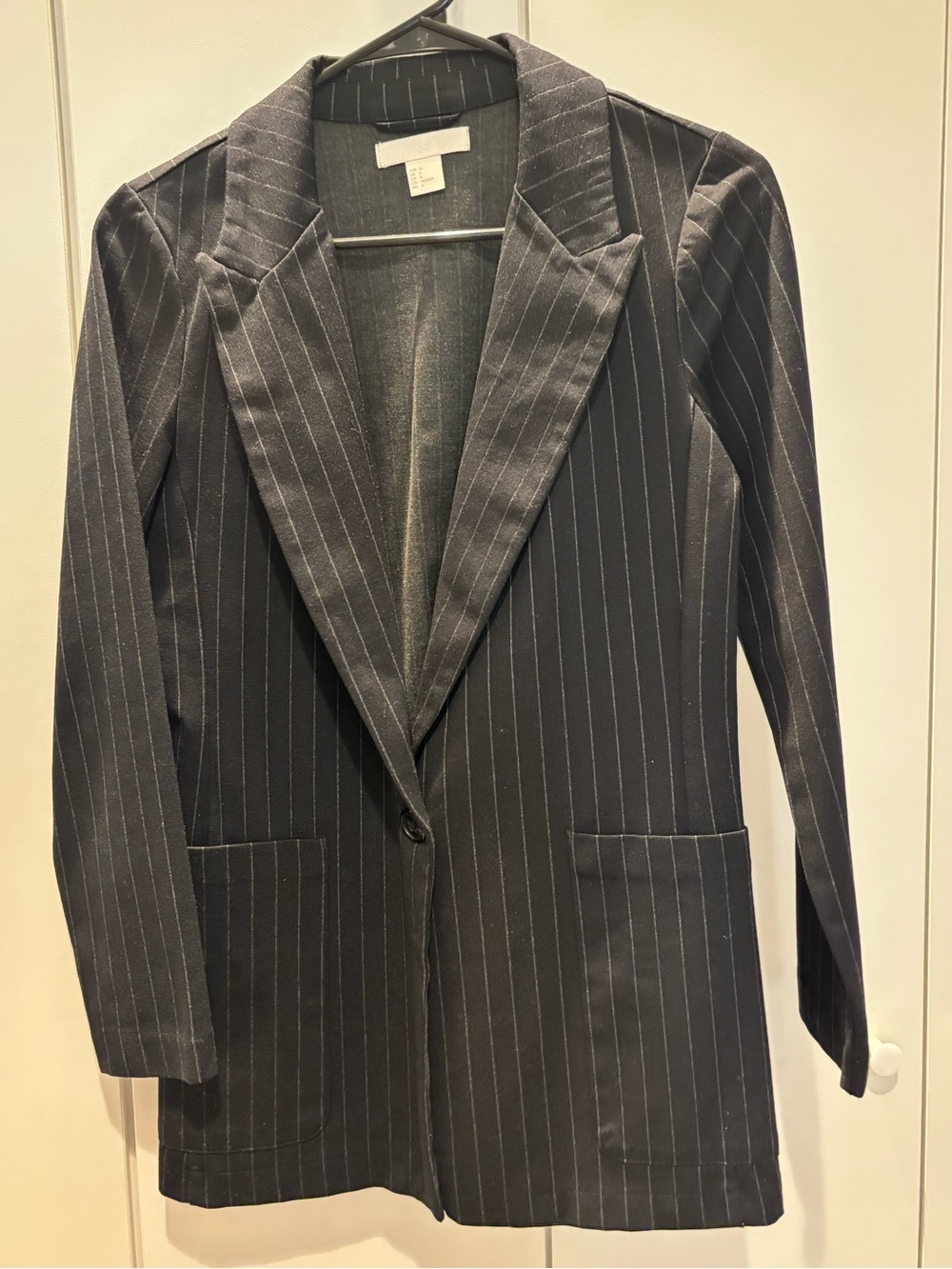 H&M Black Pinstripe Single-Button Blazer